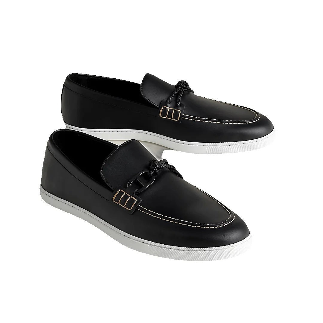 HERMÈS ICONE LOAFER BLACK WITH WHITE SOLE