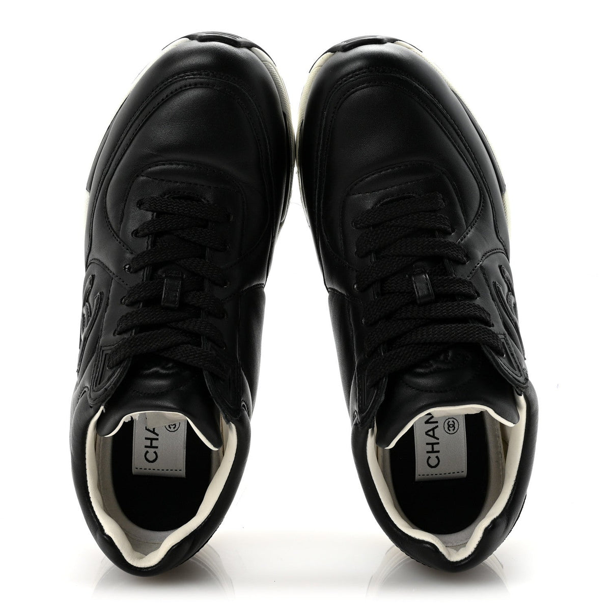 CHANEL TWEED SUEDE CALFSKIN CC SNEAKERS NAVY & BLACK