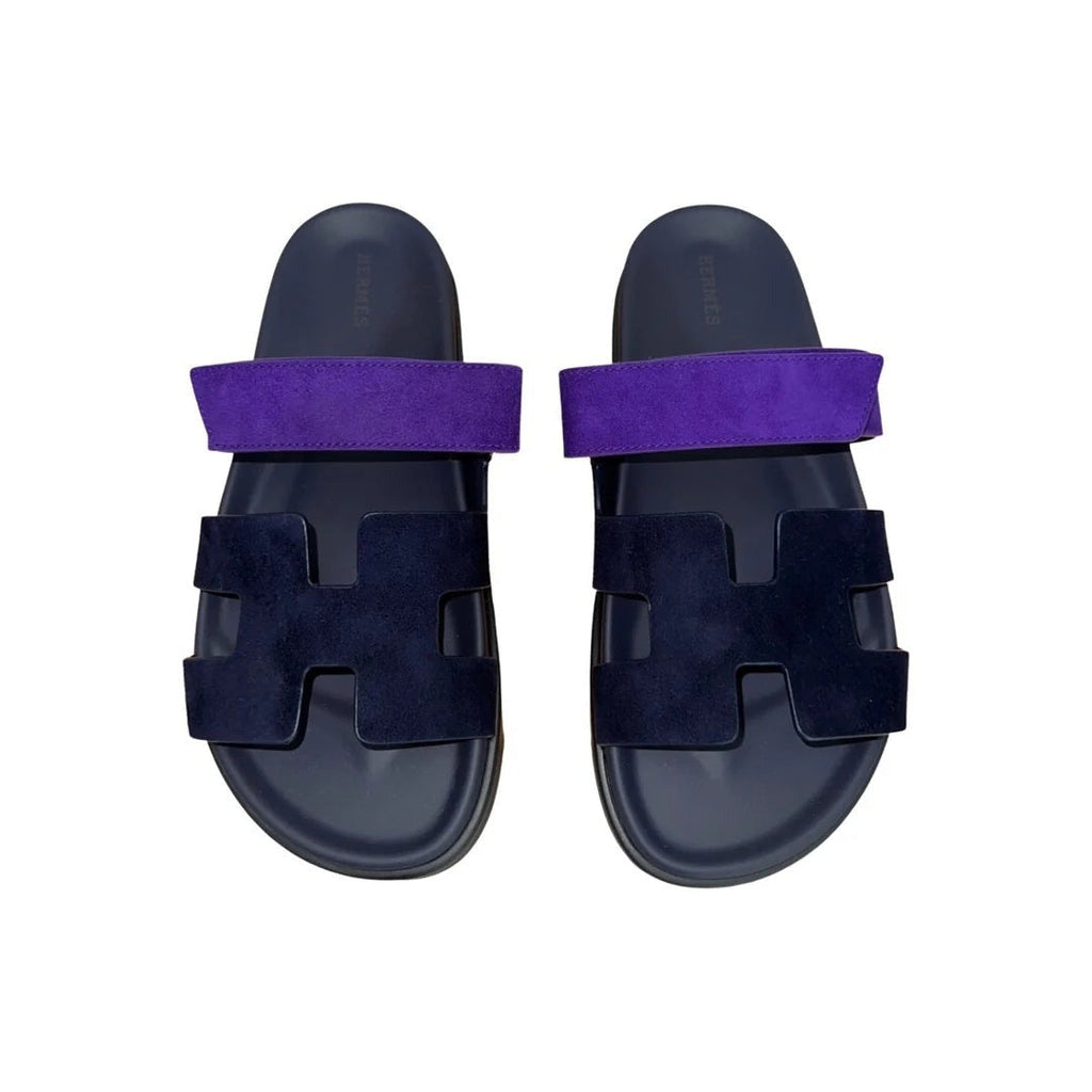HERMÈS CHYPRE SANDAL NAVY AND PURPLE