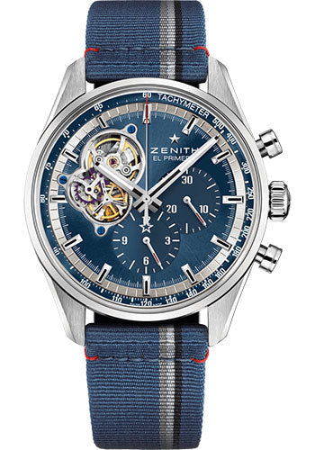zenith-chronomaster-el-primero-open-watch-steel-blue-dial-blue-fabric-strap-03-20416-4061-51-c802