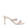 RENÉ CAOVILLA SATIN CHANDELIER HEELED MULE LIGHT PINK & NUDE