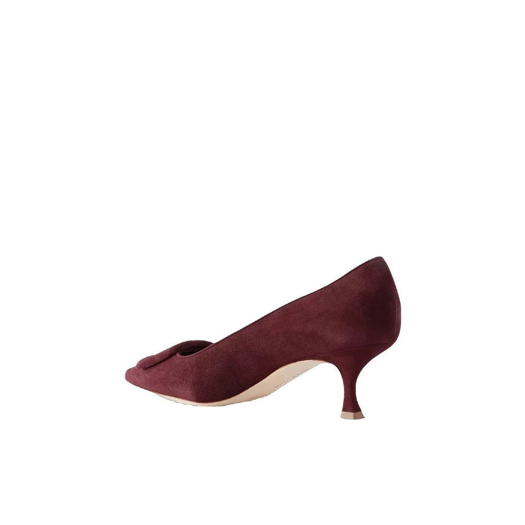 MANOLO BLAHNIK MAYSALE BI-COLOR PUMPS BURGUNDY