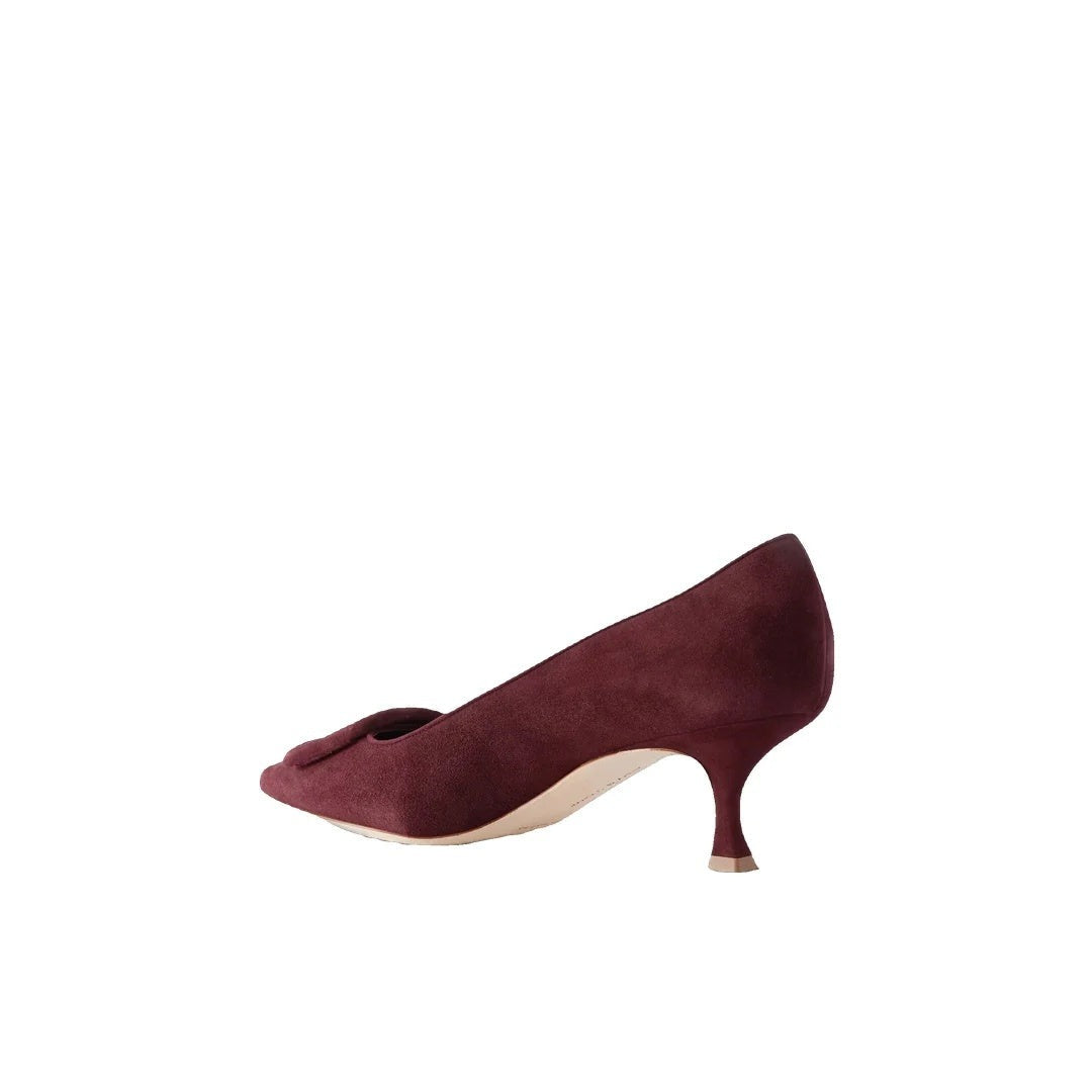 MANOLO BLAHNIK MAYSALE BI-COLOR PUMPS BURGUNDY