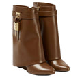 GIVENCHY SHARK LOCK BOOTS IN LEATHER BROWN
