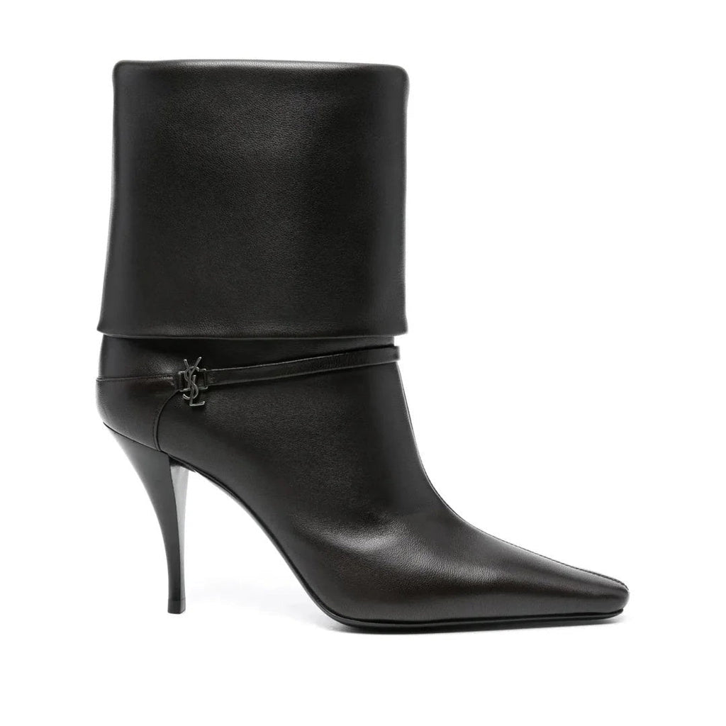 SAINT LAURENT 85MM FOLDED BOOTS BLACK