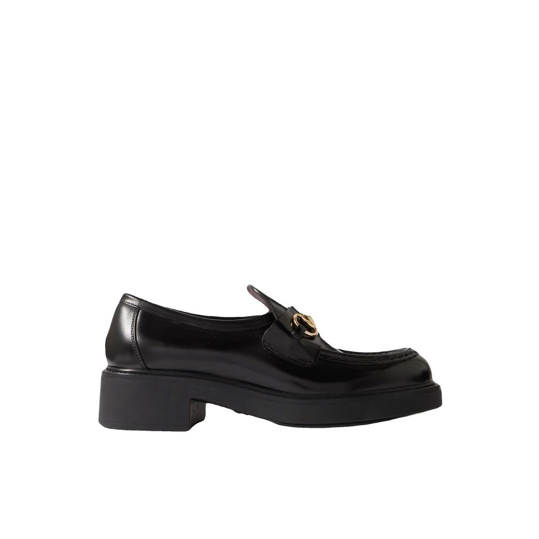 GUCCI EDGAR HORSEBIT-EMBELLISHED LEATHER LOAFERS BLACK