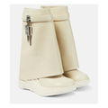 GIVENCHY SHARK LOCK 85MM LEATHER BOOTS CREAM & IVORY
