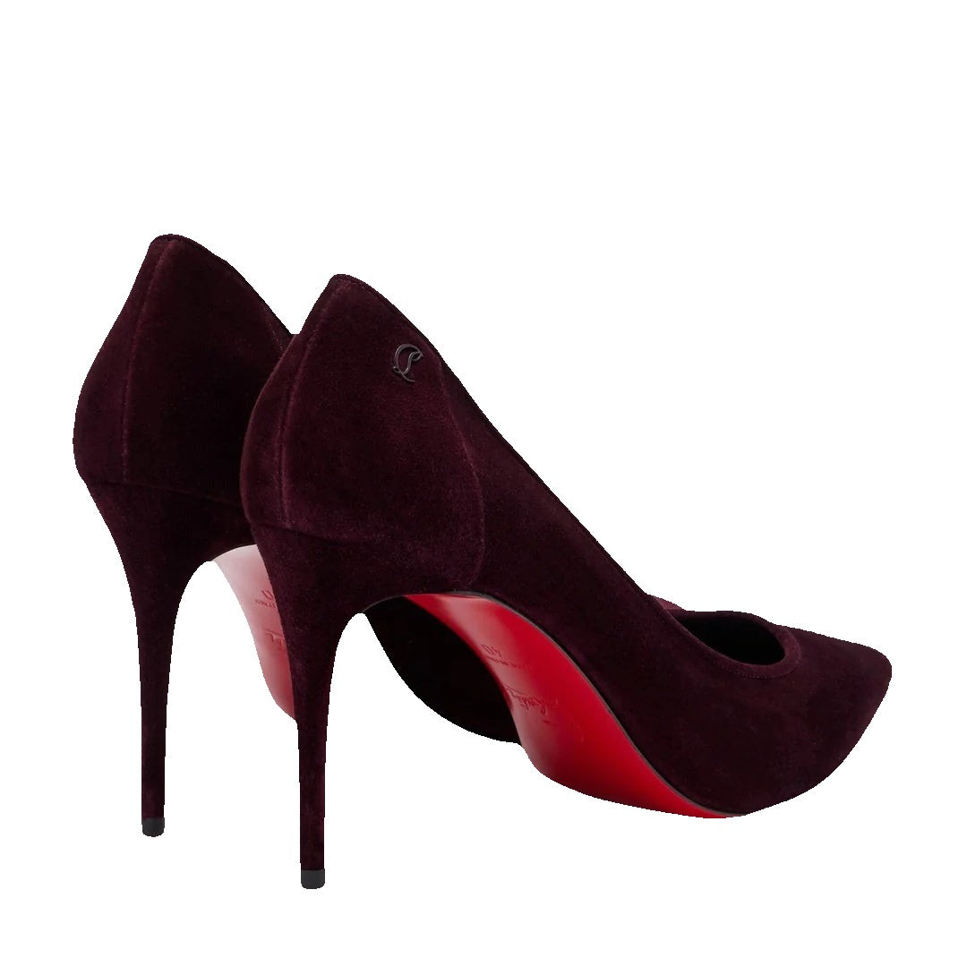 CHRISTIAN LOUBOUTIN 85MM SPORTY KATE SUEDE SOLE PUMPS BURGUNDY