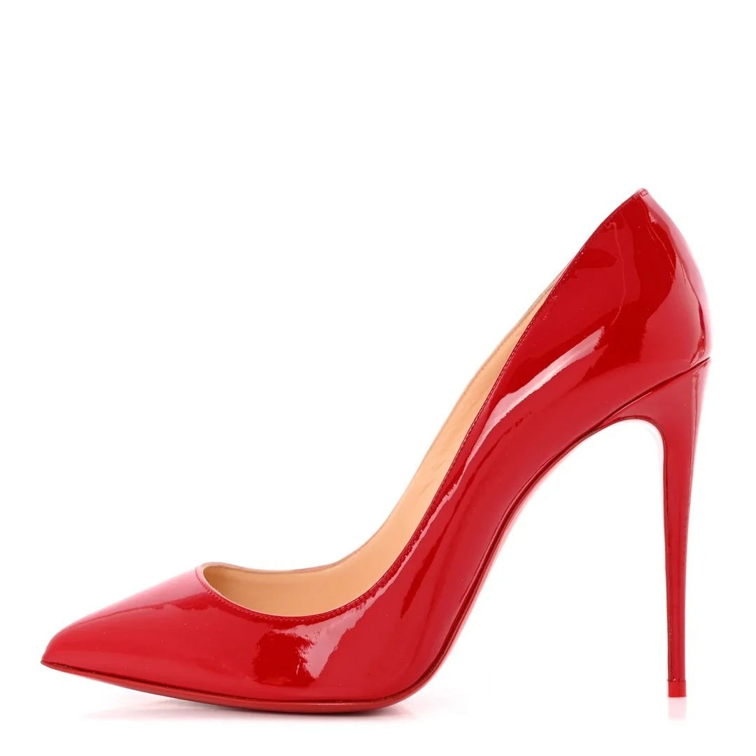 CHRISTIAN LOUBOUTIN PATENT PIGALLE FOLLIES PUMP RED