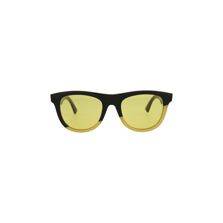 Bottega Veneta Round Frame Acetate Sunglasses — Black