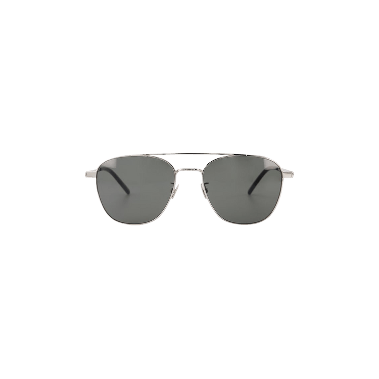 Saint Laurent Aviator Style Metal Sunglasses — Silver