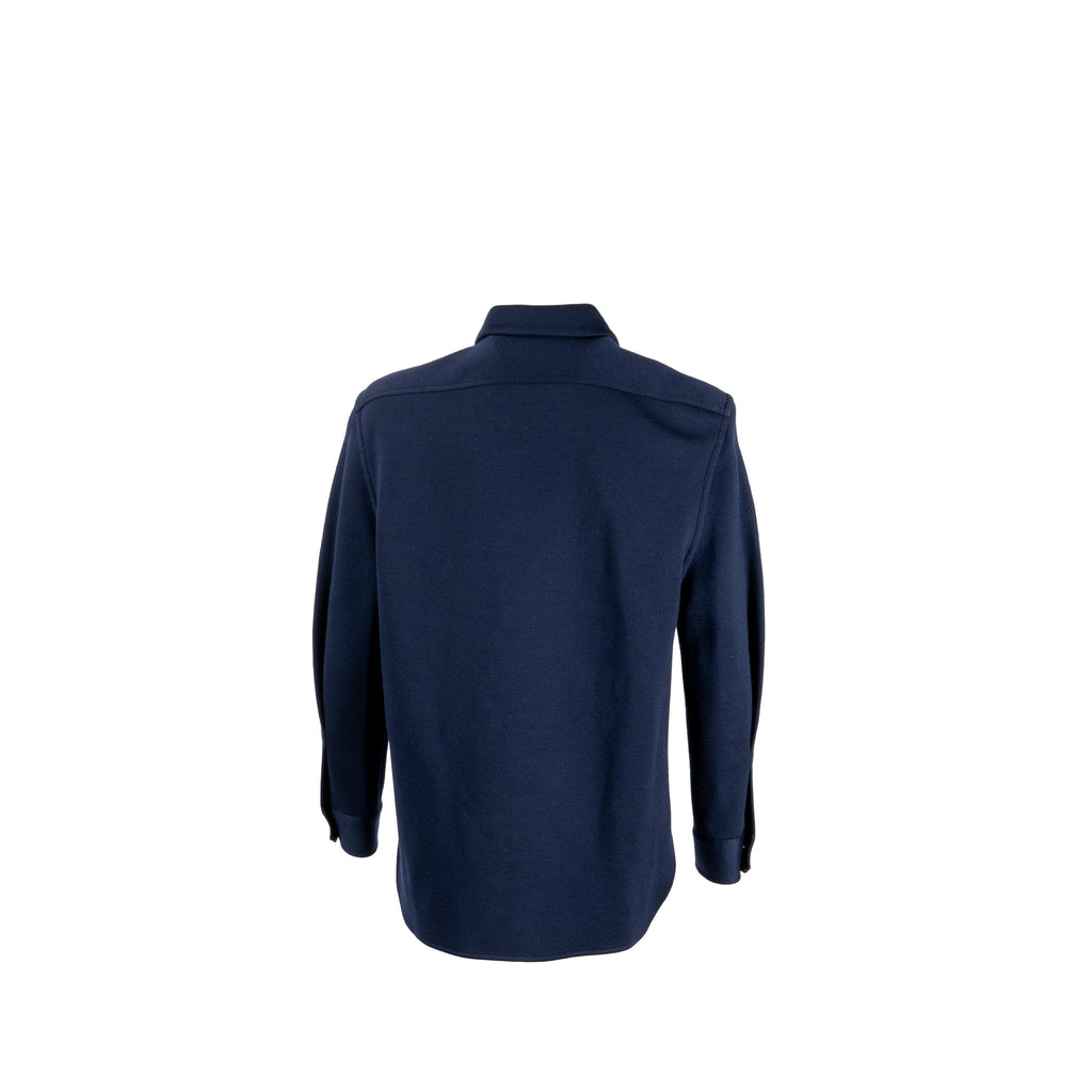 saint-laurent-size-38-embroidered-monogram-overshirt-in-wool-dark-blue