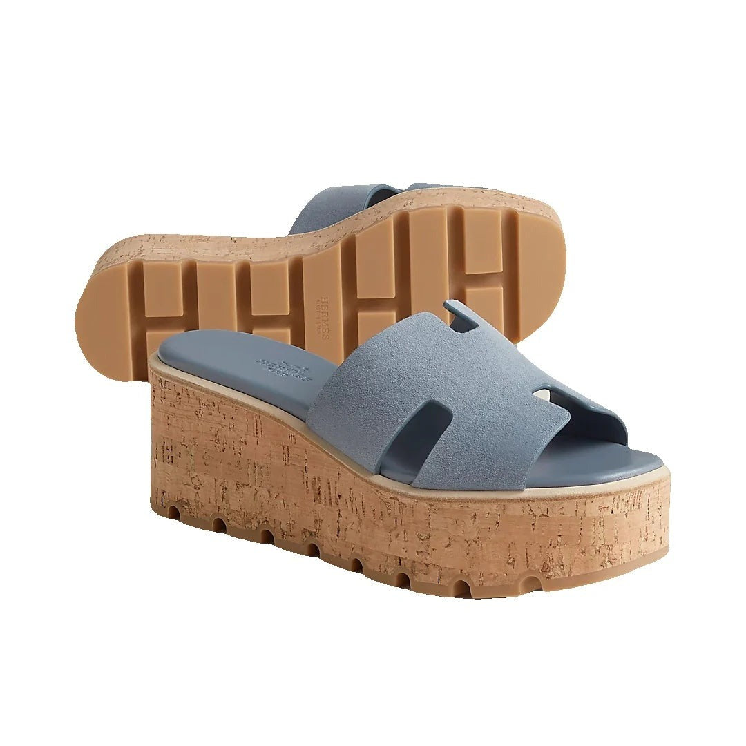 HERMÈS EZE SANDAL BEIGE BLUE