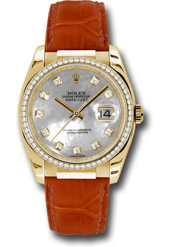 rolex-yellow-gold-datejust-36-watch-60-diamond-bezel-mother-of-pearl-diamond-dial-leather-116188-md
