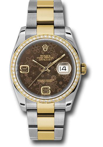 rolex-steel-and-yellow-gold-rolesor-datejust-36-watch-52-diamond-bezel-brown-floral-arabic-dial-oyster-bracelet-116243-brfao