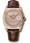 rolex-everose-gold-day-date-36-watch-fluted-bezel-pink-roman-dial-brown-leather-118135-prl