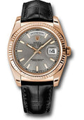 rolex-everose-gold-day-date-36-watch-fluted-bezel-rhodium-index-dial-black-leather-118135-rhl