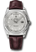 rolex-white-gold-day-date-36-watch-fluted-bezel-silver-index-dial-brown-leather-118139-sibr