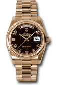 rolex-pink-gold-day-date-36-watch-domed-bezel-black-arabic-dial-president-bracelet-118205-bkap