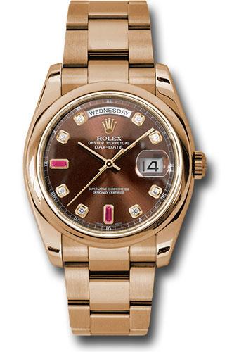 rolex-everose-gold-day-date-36-watch-domed-bezel-chocolate-diamond-and-ruby-dial-oyster-bracelet-118205-chodro