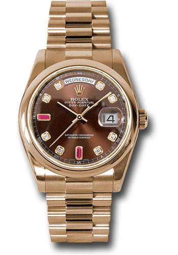 rolex-everose-gold-day-date-36-watch-domed-bezel-chocolate-diamond-and-ruby-dial-president-bracelet-118205-chodrp