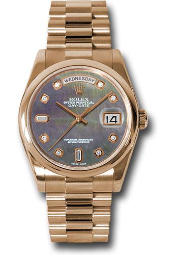 rolex-pink-gold-day-date-36-watch-domed-bezel-dark-mother-of-pearl-diamond-dial-president-bracelet-118205-dkmdp