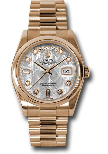 rolex-pink-gold-day-date-36-watch-domed-bezel-meteorite-diamond-dial-president-bracelet-118205-mtdp