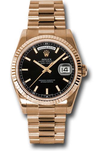 rolex-pink-gold-day-date-36-watch-fluted-bezel-black-index-dial-president-bracelet-118235-bksp