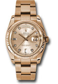 rolex-pink-gold-day-date-36-watch-fluted-bezel-champange-diamond-dial-oyster-bracelet-118235-chdo