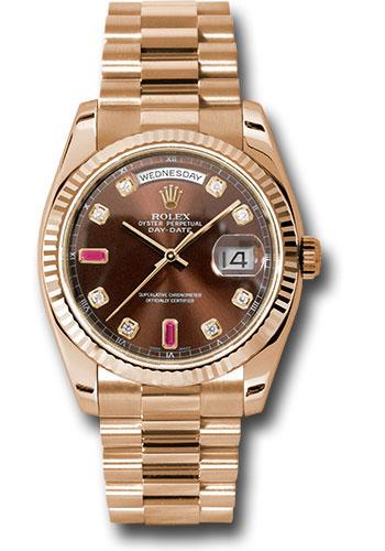 rolex-everose-gold-day-date-36-watch-fluted-bezel-chocolate-diamond-and-ruby-dial-president-bracelet-118235-chodrp