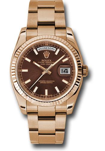 rolex-everose-gold-day-date-36-watch-fluted-bezel-chocolate-index-dial-oyster-bracelet-118235-choio