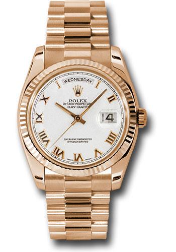 rolex-pink-gold-day-date-36-watch-fluted-bezel-white-roman-dial-president-bracelet-118235-wrp