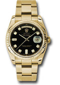 rolex-yellow-gold-day-date-36-watch-fluted-bezel-black-diamond-dial-oyster-bracelet-118238-bkdo