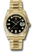 rolex-yellow-gold-day-date-36-watch-fluted-bezel-black-diamond-dial-president-bracelet-118238-bkdp