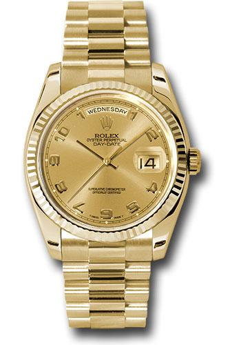 rolex-yellow-gold-day-date-36-watch-fluted-bezel-champagne-arabic-dial-president-bracelet-118238-chap