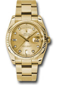 rolex-yellow-gold-day-date-36-watch-fluted-bezel-champagne-diamond-dial-oyster-bracelet-118238-chdo