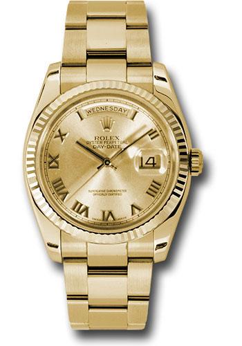 rolex-yellow-gold-day-date-36-watch-fluted-bezel-champagne-roman-dial-oyster-bracelet-118238-chro