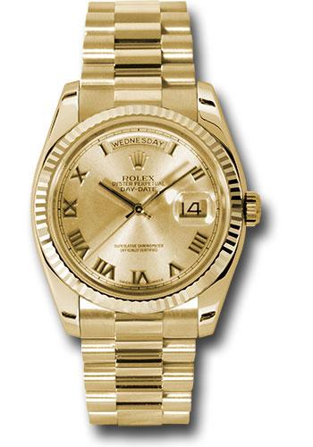 rolex-yellow-gold-day-date-36-watch-fluted-bezel-champagne-roman-dial-president-bracelet-118238-chrp