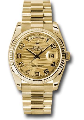 rolex-yellow-gold-day-date-36-watch-fluted-bezel-champagne-wave-arabic-dial-president-bracelet-118238-chwap