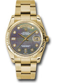 rolex-yellow-gold-day-date-36-watch-fluted-bezel-dark-mother-of-pearl-diamond-dial-oyster-bracelet-118238-dkmdo