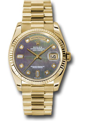 rolex-yellow-gold-day-date-36-watch-fluted-bezel-dark-mother-of-pearl-diamond-dial-president-bracelet-118238-dkmdp
