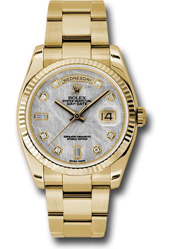 rolex-yellow-gold-day-date-36-watch-fluted-bezel-meteorite-diamond-dial-oyster-bracelet-118238-mtdo