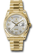 rolex-yellow-gold-day-date-36-watch-fluted-bezel-silver-jubilee-diamond-dial-president-bracelet-118238-sjdp