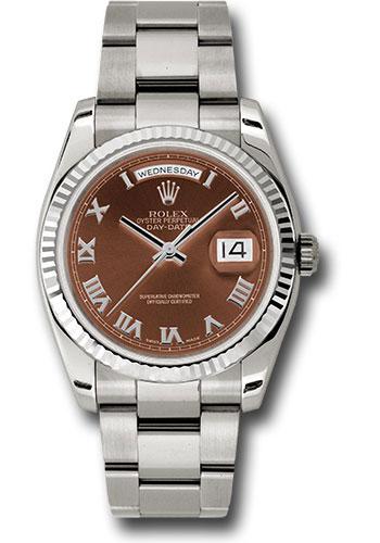 rolex-white-gold-day-date-36-watch-fluted-bezel-havana-brown-roman-dial-oyster-bracelet-118239-hbro