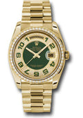 rolex-yellow-gold-day-date-36-watch-bezel-pave-edge-green-dial-president-bracelet-118348-pgap