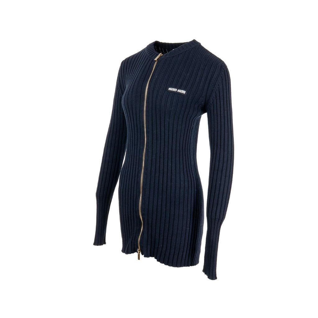 miu-miu-size-40-ribbed-knit-zipped-cardigan-cotton-navy