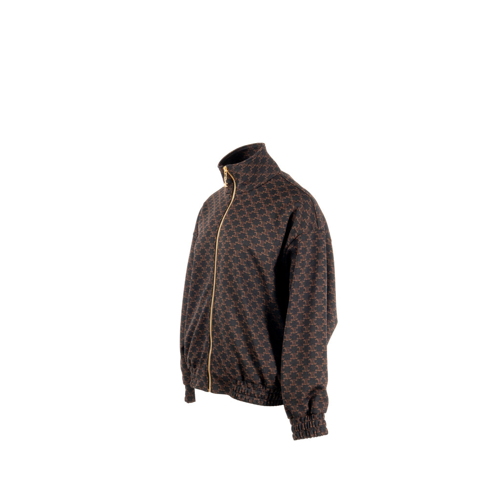 celine-size-m-triomphe-bomber-jacket-polyester-black-brown-1