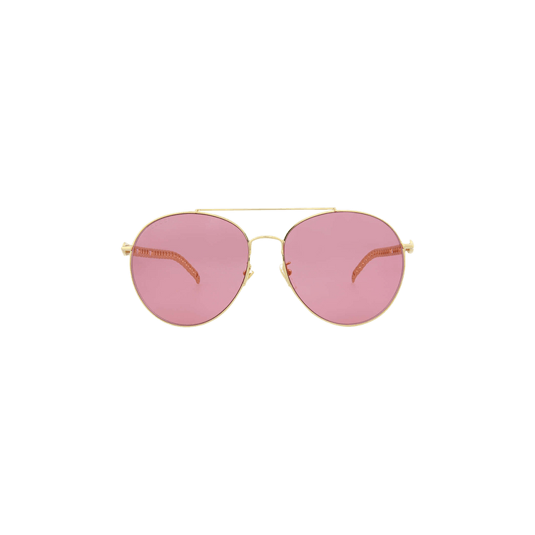 Gucci Round Frame Sunglasses — Gold – Red GG0725S 30008880 003