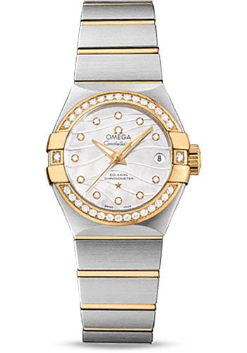 omega-constellation-co-axial-watch-27-mm-steel-and-yellow-gold-case-diamond-set-yellow-gold-bezel-mother-of-pearl-dial-steel-bracelet-123-25-27-20-55-004