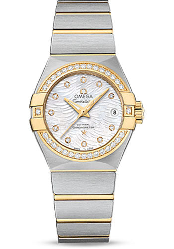 omega-constellation-co-axial-watch-27-mm-steel-case-diamond-set-yellow-gold-bezel-mother-of-pearl-dial-123-25-27-20-55-007